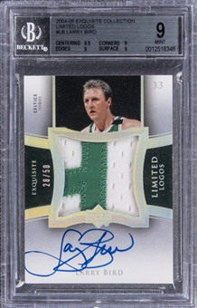 2004-05 UD "Exquisite Collection" Limited Logos #LB Larry Bird Signed Game Used Patch Card (#28/50) – BGS MINT 9/BGS 10 